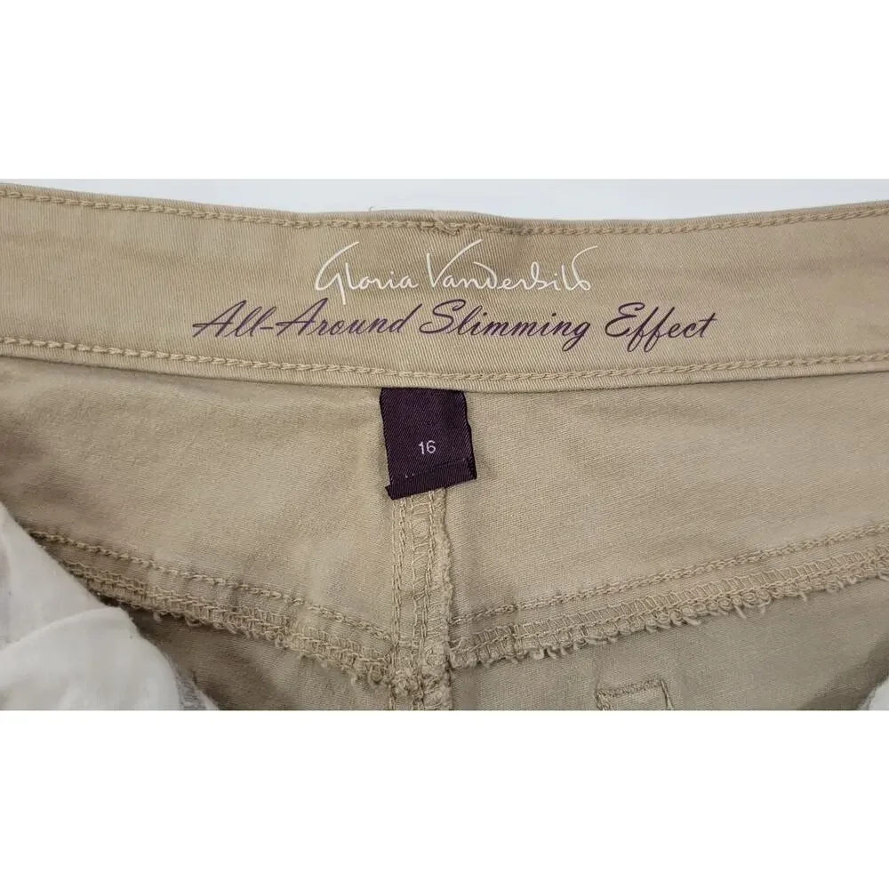 L8) Gloria Vanderbilt All-Around Slimming Effect Beige Pants 16 Short